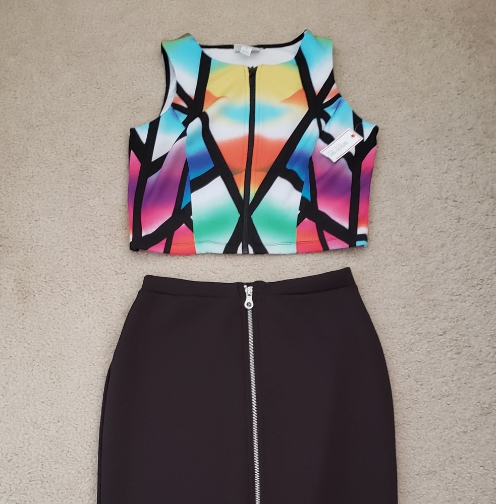 2 piece outfit( crop top and midi skirt)